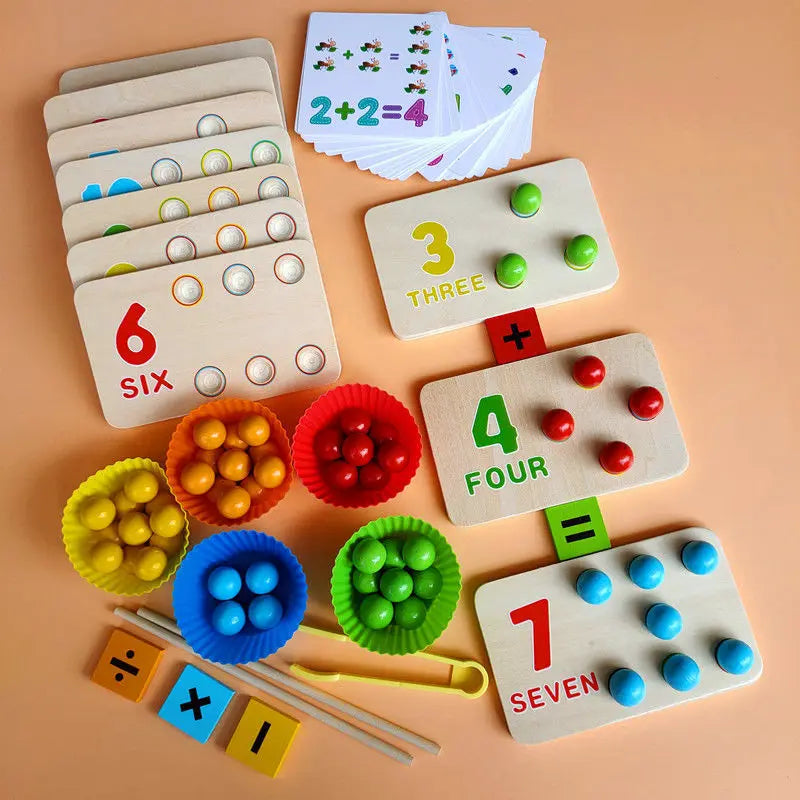 Kids Montessori Wooden Toys Hands Brain Training Clip Beads Montessori Beads Toys Educational Baby Board Math Toys for Children