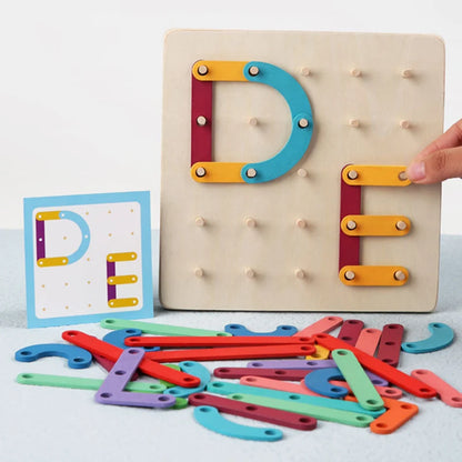 Montessori Baby Creative Toy Graphics Geometric Pegboard Puzzle with Cards Childhood Educational Toy for Preschool Children Kids