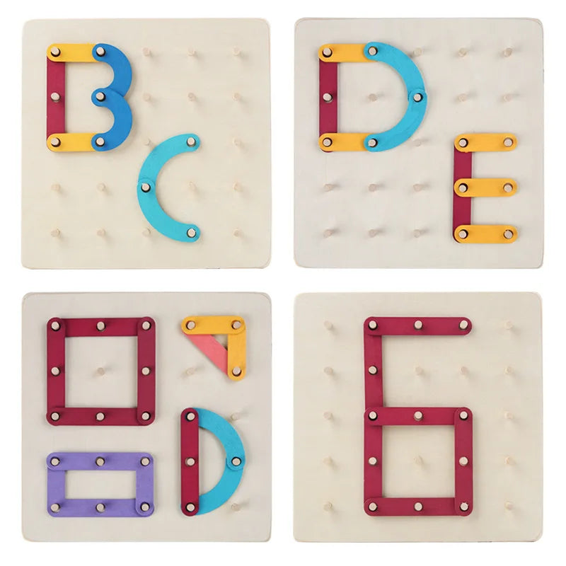 Montessori Baby Creative Toy Graphics Geometric Pegboard Puzzle with Cards Childhood Educational Toy for Preschool Children Kids