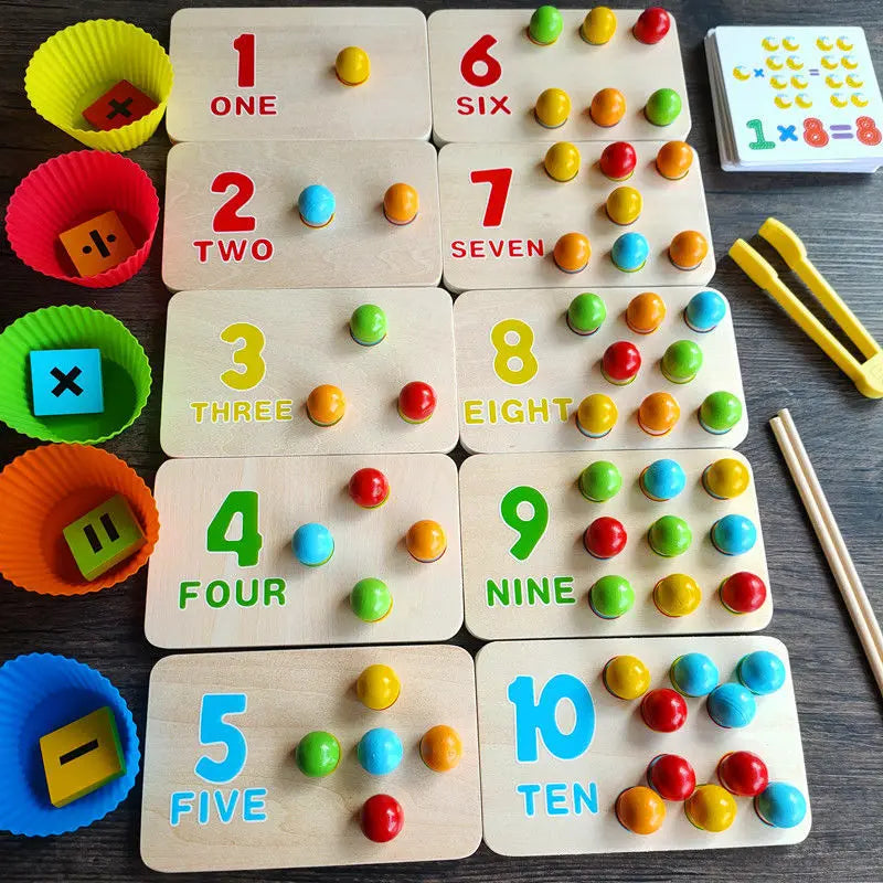 Kids Montessori Wooden Toys Hands Brain Training Clip Beads Montessori Beads Toys Educational Baby Board Math Toys for Children