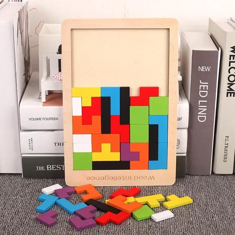 3D Wooden Puzzle Baby Early Education Fun Game Children Thinking Logic Square Toy Puzzle