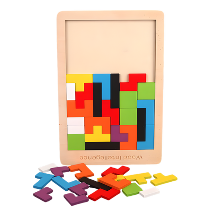 Puzzle 3D de madera diseñado para estimular la lógica, la concentración y el pensamiento de los niños mientras juegan y aprenden.