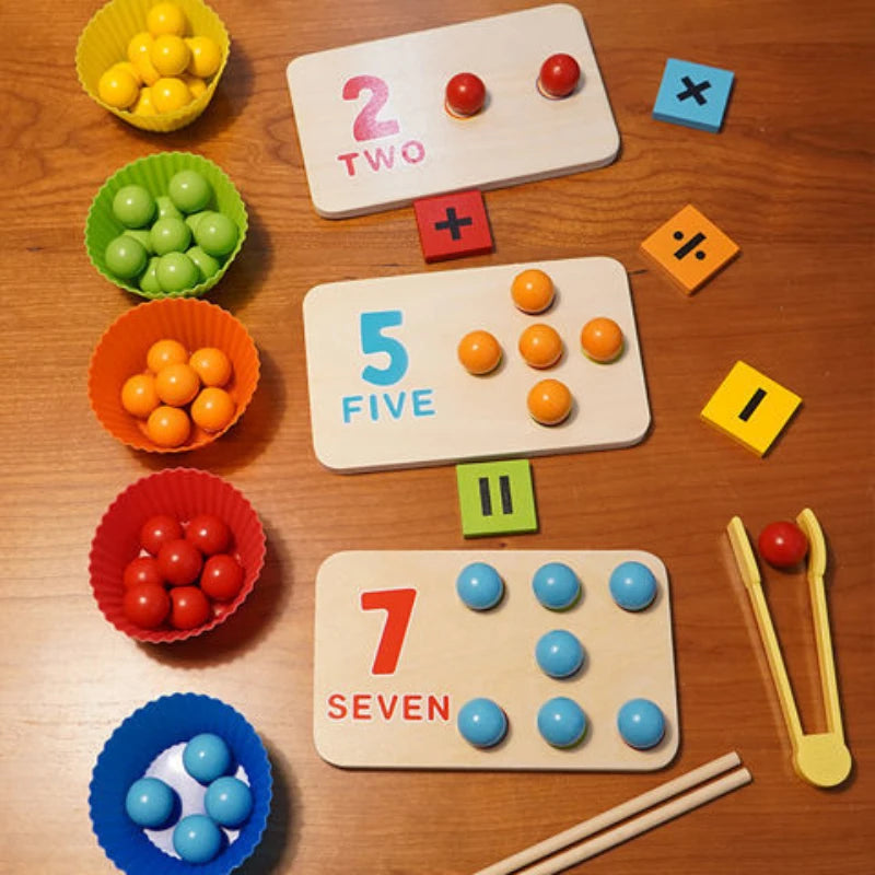 Kids Montessori Wooden Toys Hands Brain Training Clip Beads Montessori Beads Toys Educational Baby Board Math Toys for Children